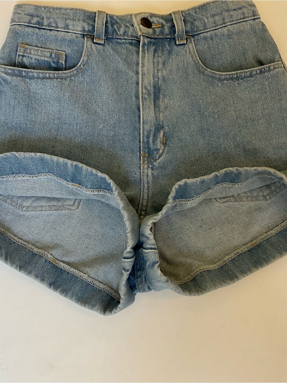 American Apparel High Waist Cuff Jean Shorts 28 - Picture 5 of 14